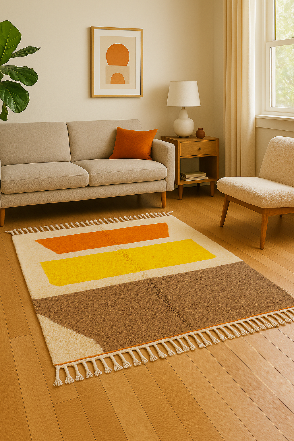 Modern Sunset Beni Ourain Rug – 2x3m | Moroccan Rug 100% Wool 100% Natural Dyes