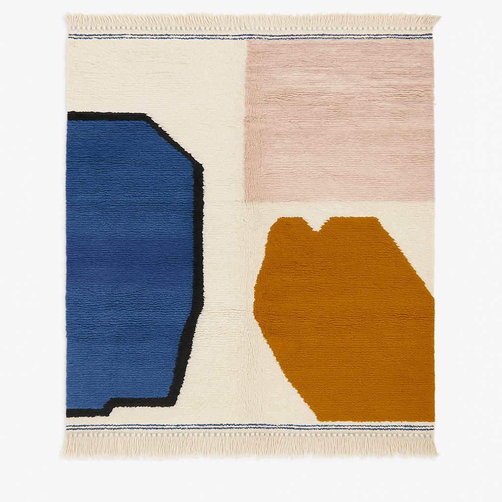 Blue Ember – (1.65m x 2.1m) Handwoven Boujaad Rug - 100% Natural Wool & Dyes