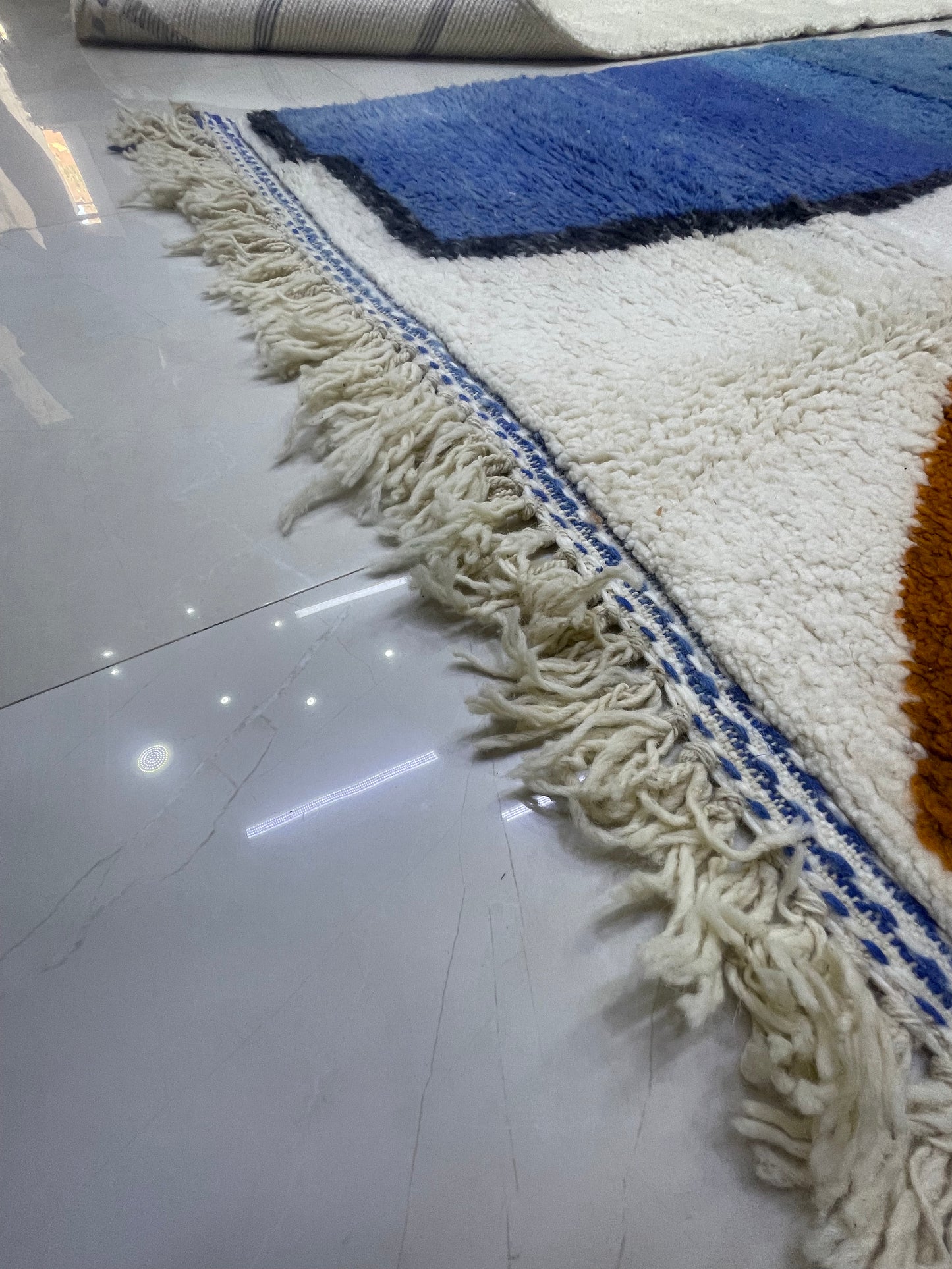 Blue Ember – (1.65m x 2.1m) Handwoven Boujaad Rug - 100% Natural Wool & Dyes