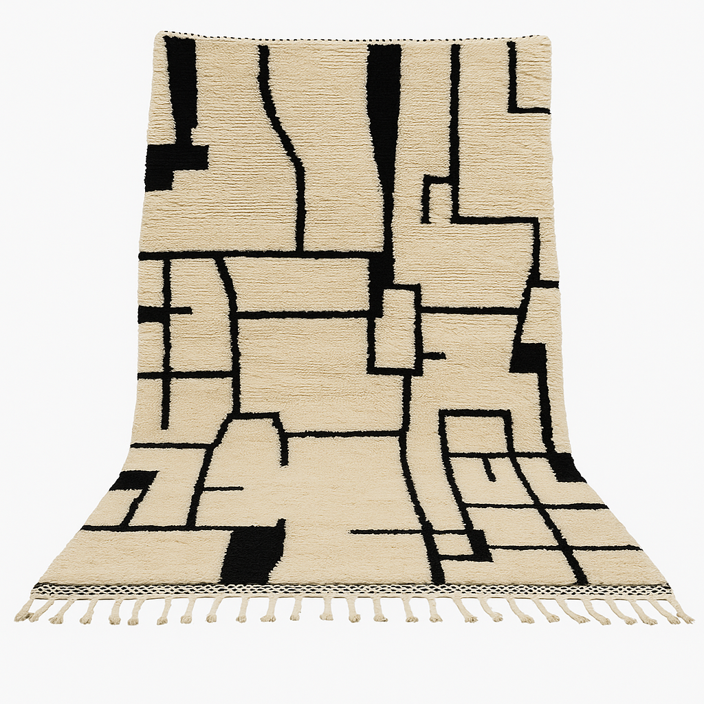 'Labyrinthia' 2x3 Metre Handwoven Beni Ourain Rug, 100% Natural Wool & and Dyes