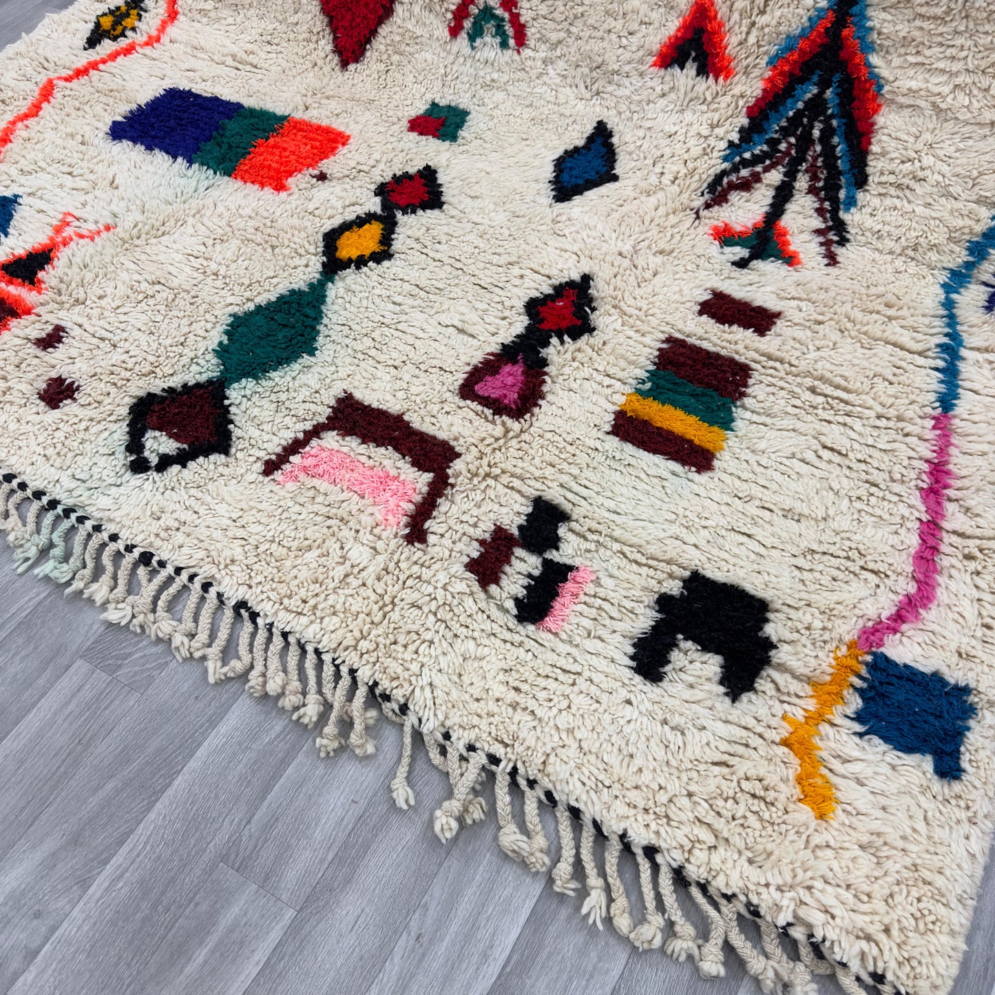 'Mountain Song' Handmade Beni Ourain Rug, 100% Natural wool, 100% Natural Dyes