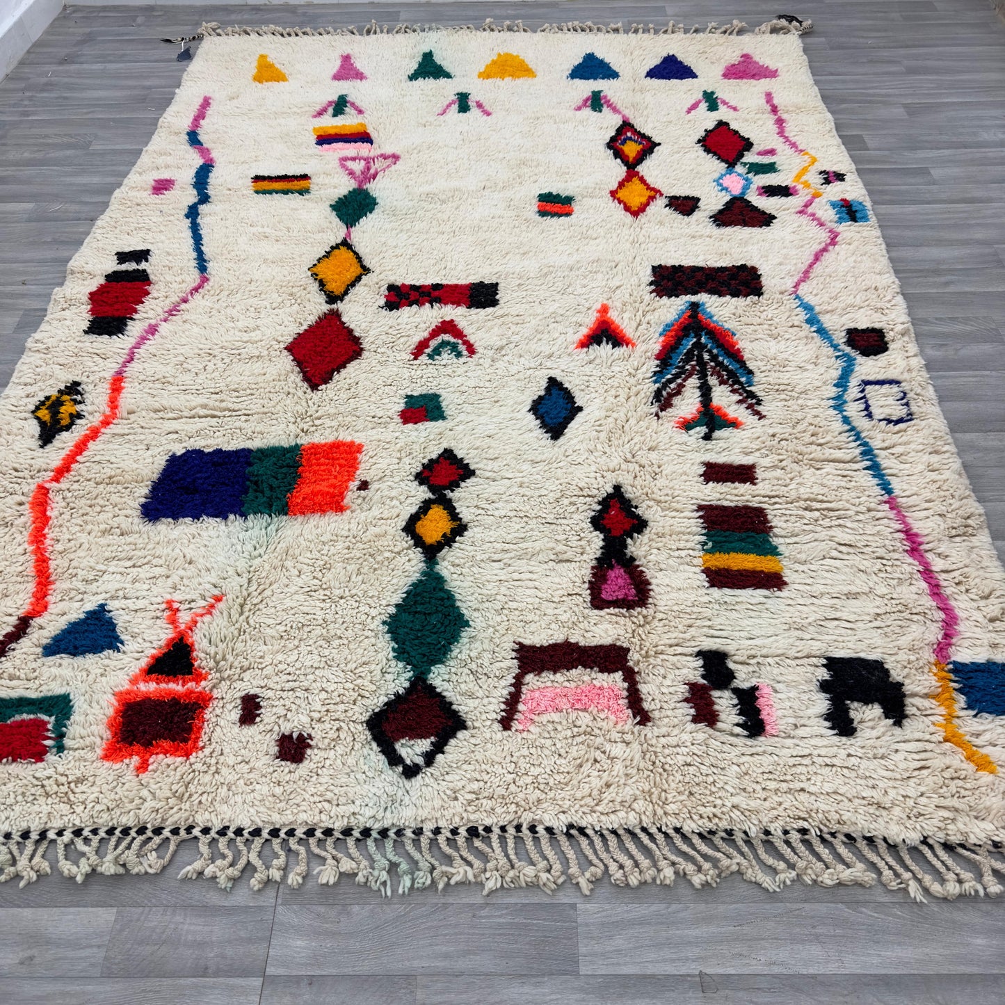 'Mountain Song' Handmade Beni Ourain Rug, 100% Natural wool, 100% Natural Dyes