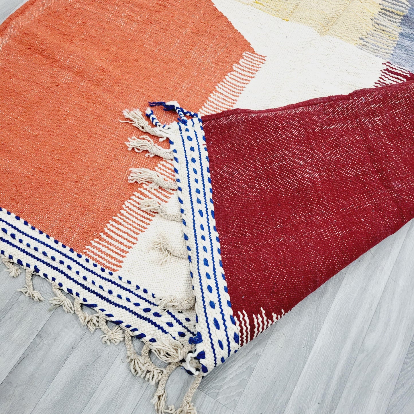 'Desert Geometry' 2x3m Handwoven Beni Ourain Kilim Rug, 100% Wool and Natural dyes