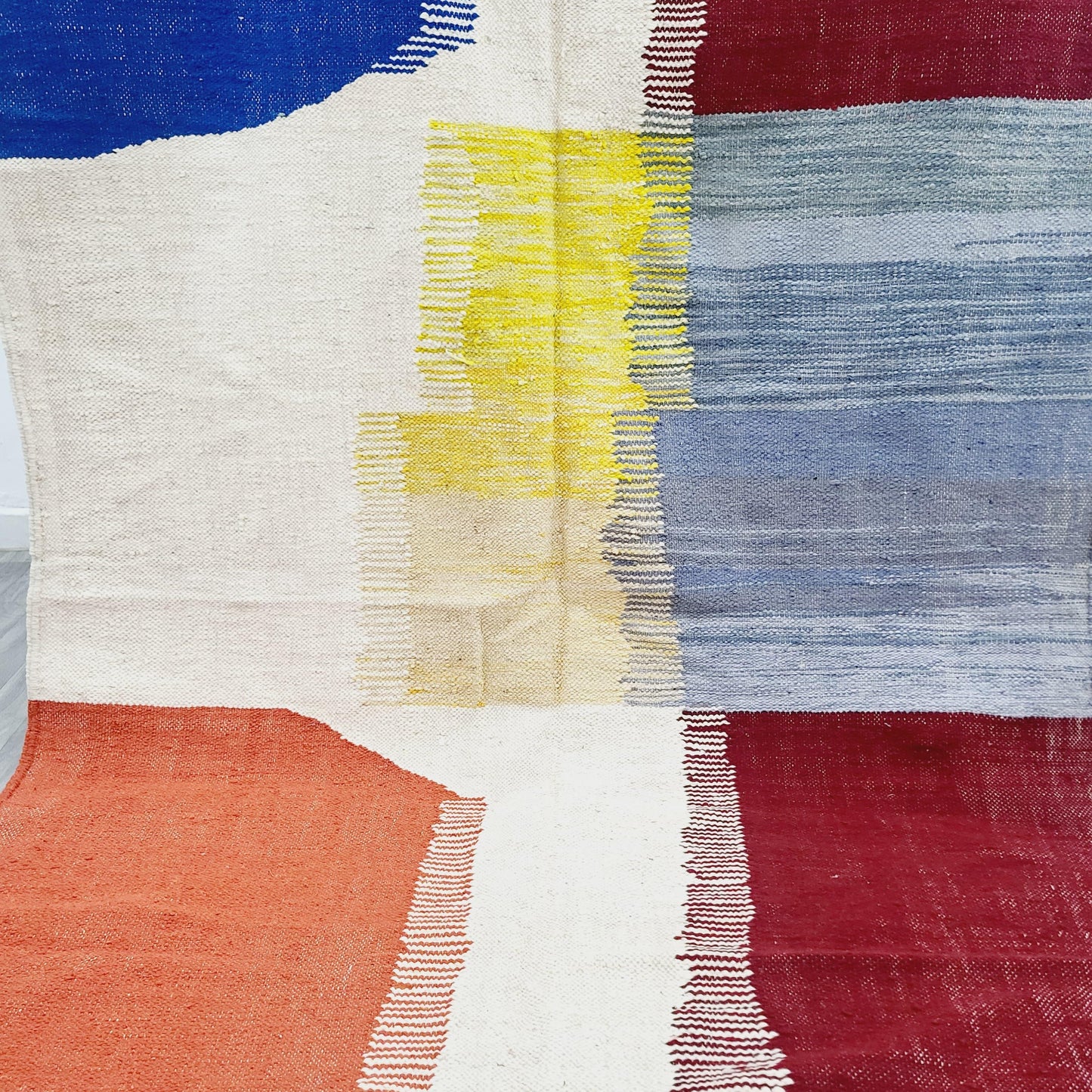 'Desert Geometry' 2x3m Handwoven Beni Ourain Kilim Rug, 100% Wool and Natural dyes