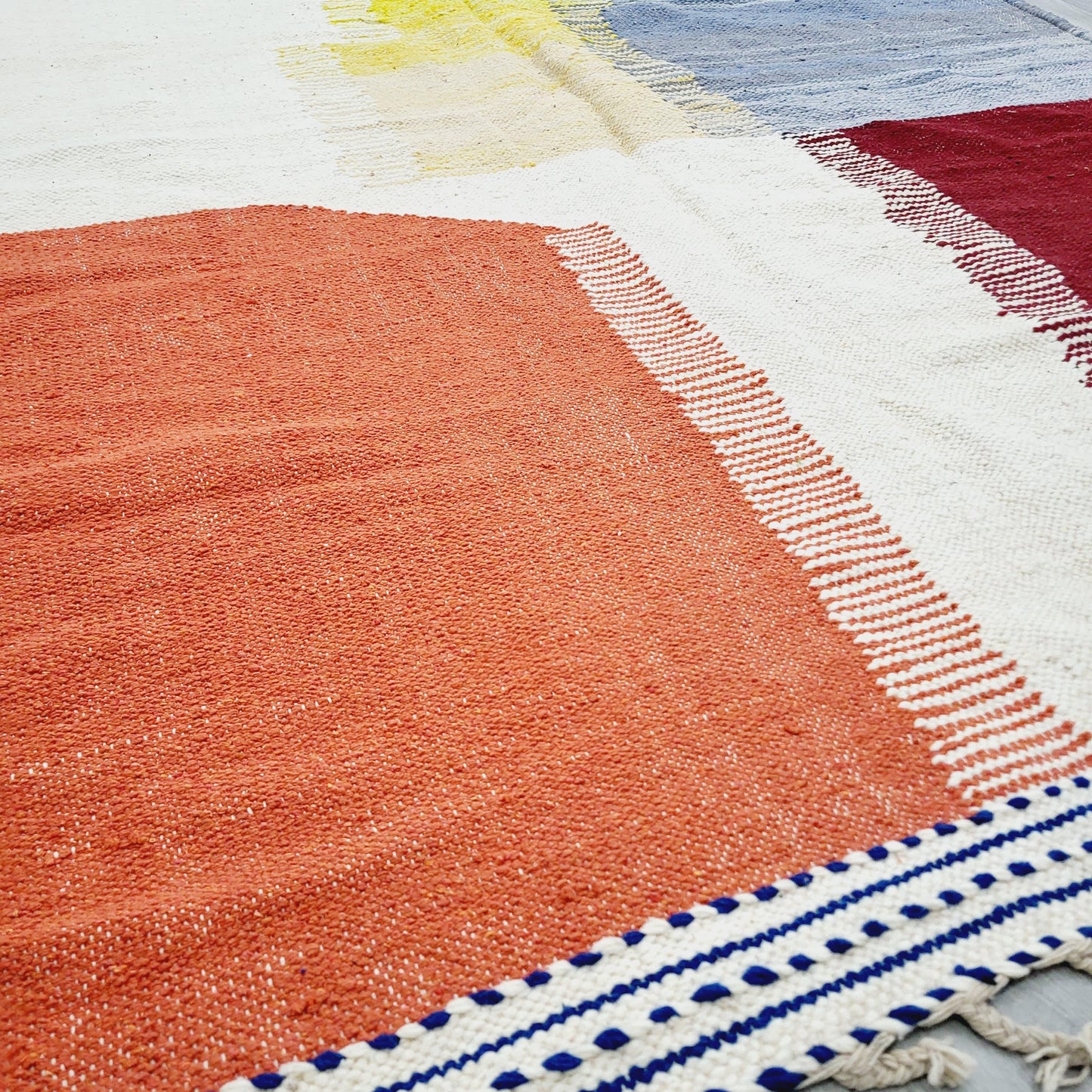 'Desert Geometry' 2x3m Handwoven Beni Ourain Kilim Rug, 100% Wool and Natural dyes