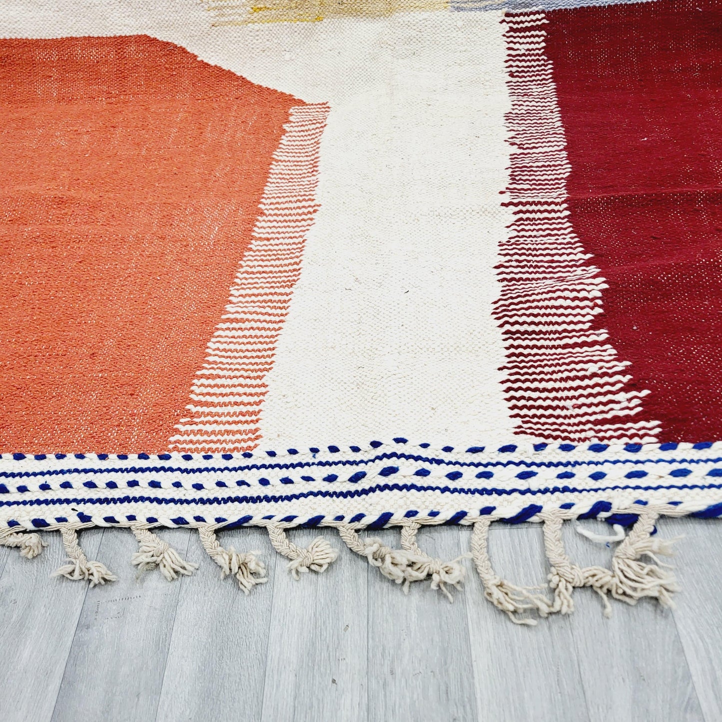 'Desert Geometry' 2x3m Handwoven Beni Ourain Kilim Rug, 100% Wool and Natural dyes