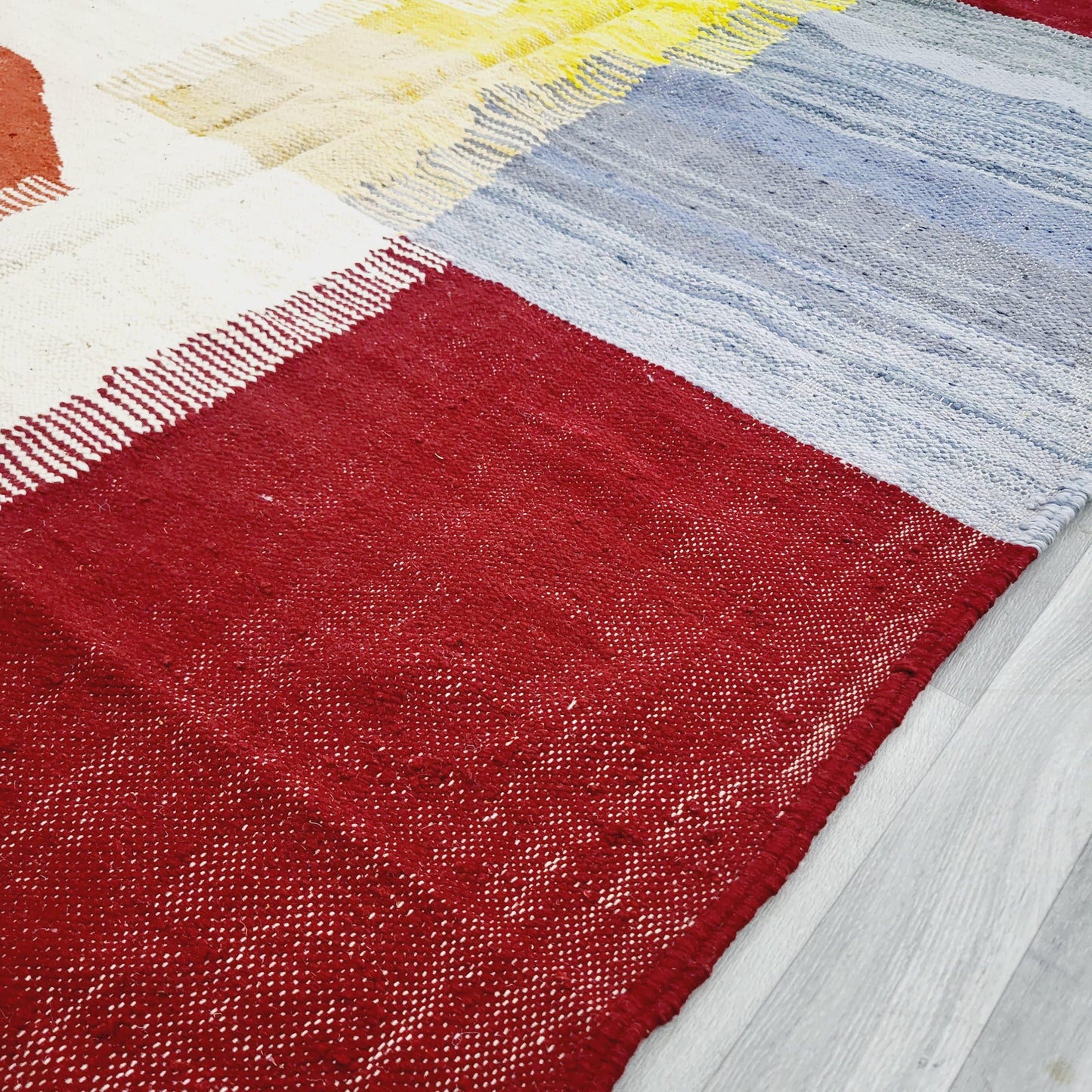 'Desert Geometry' 2x3m Handwoven Beni Ourain Kilim Rug, 100% Wool and Natural dyes