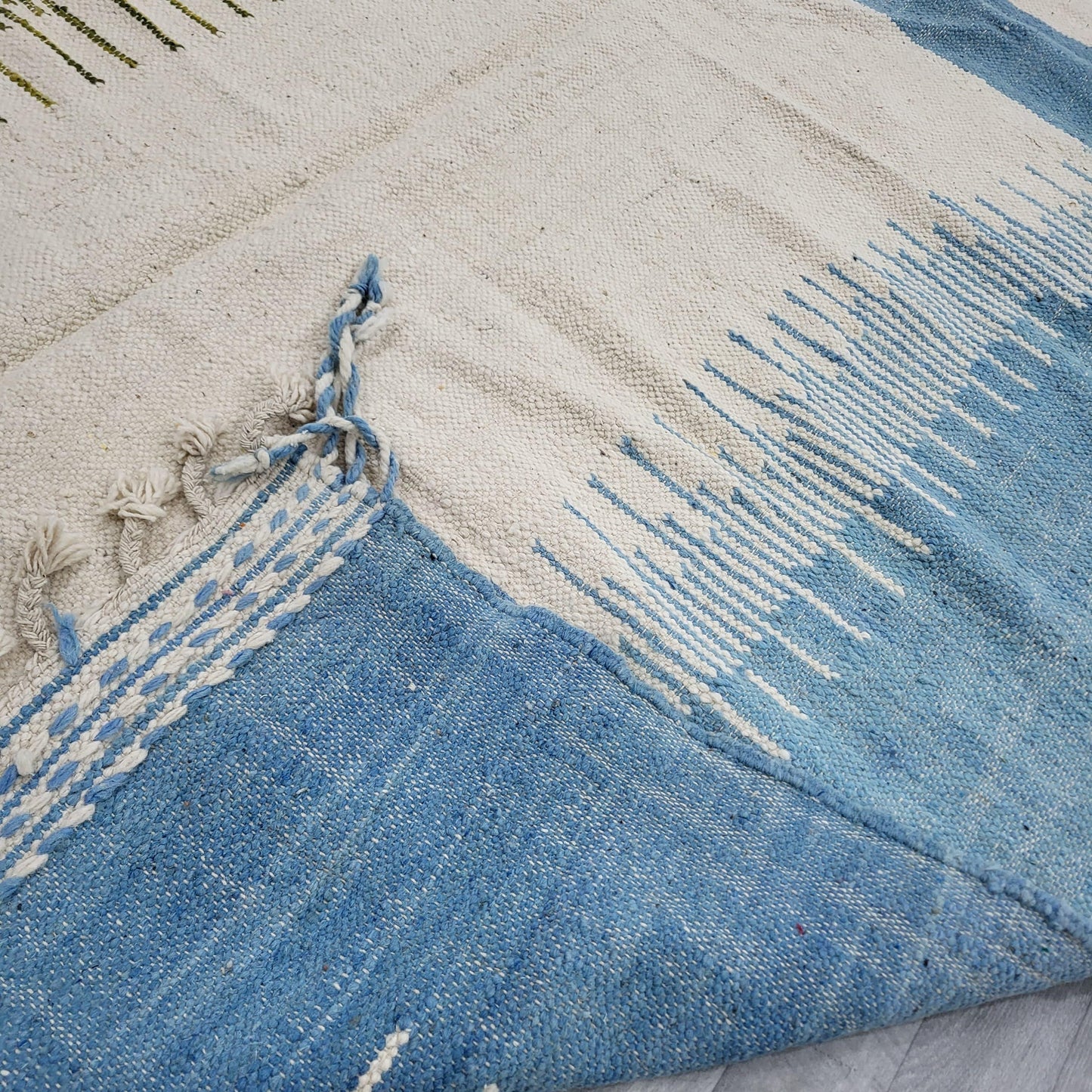 'Earth & Sky' Handwoven Beni Ourain Kilim, 100% Natural Wool & Dyes