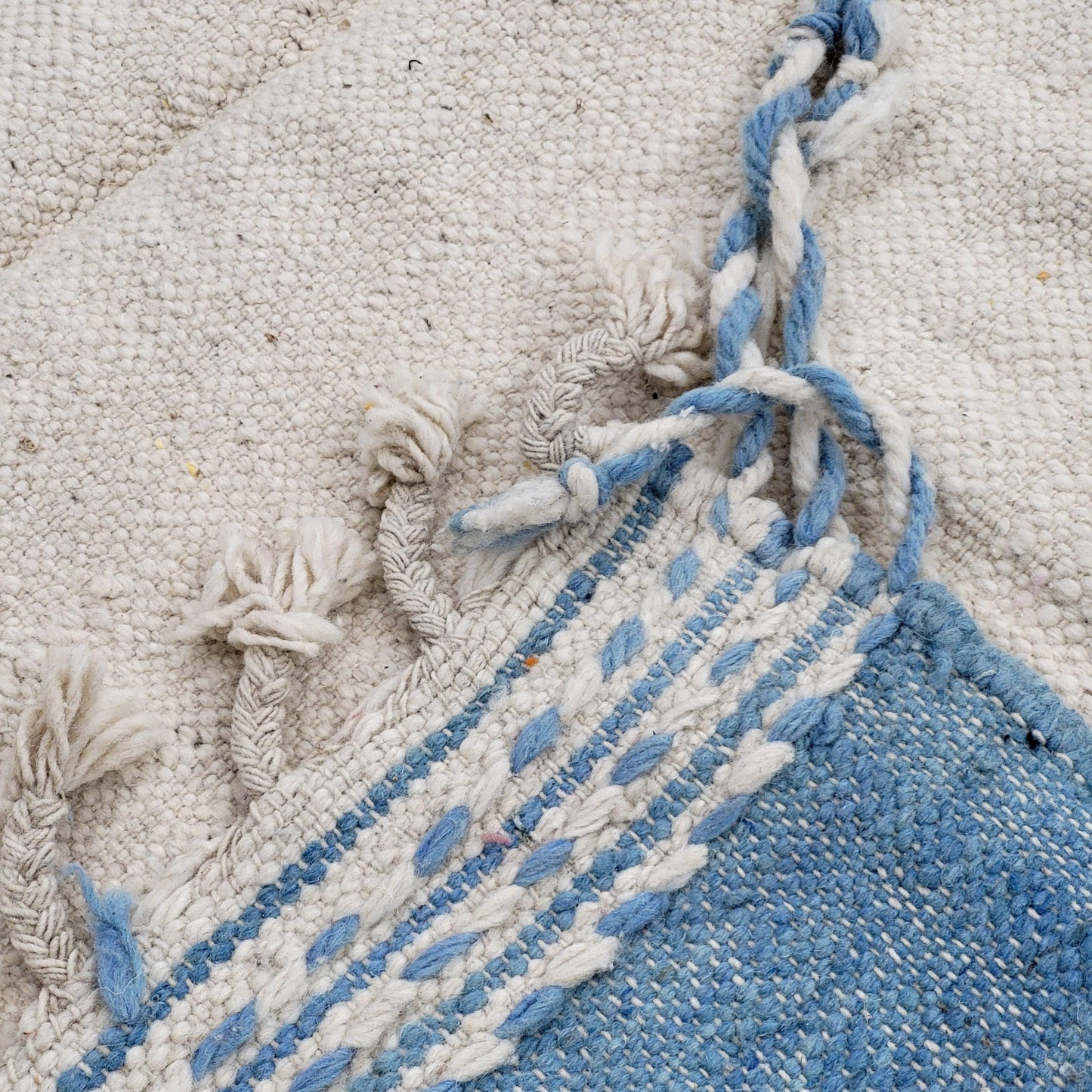 'Earth & Sky' Handwoven Beni Ourain Kilim, 100% Natural Wool & Dyes