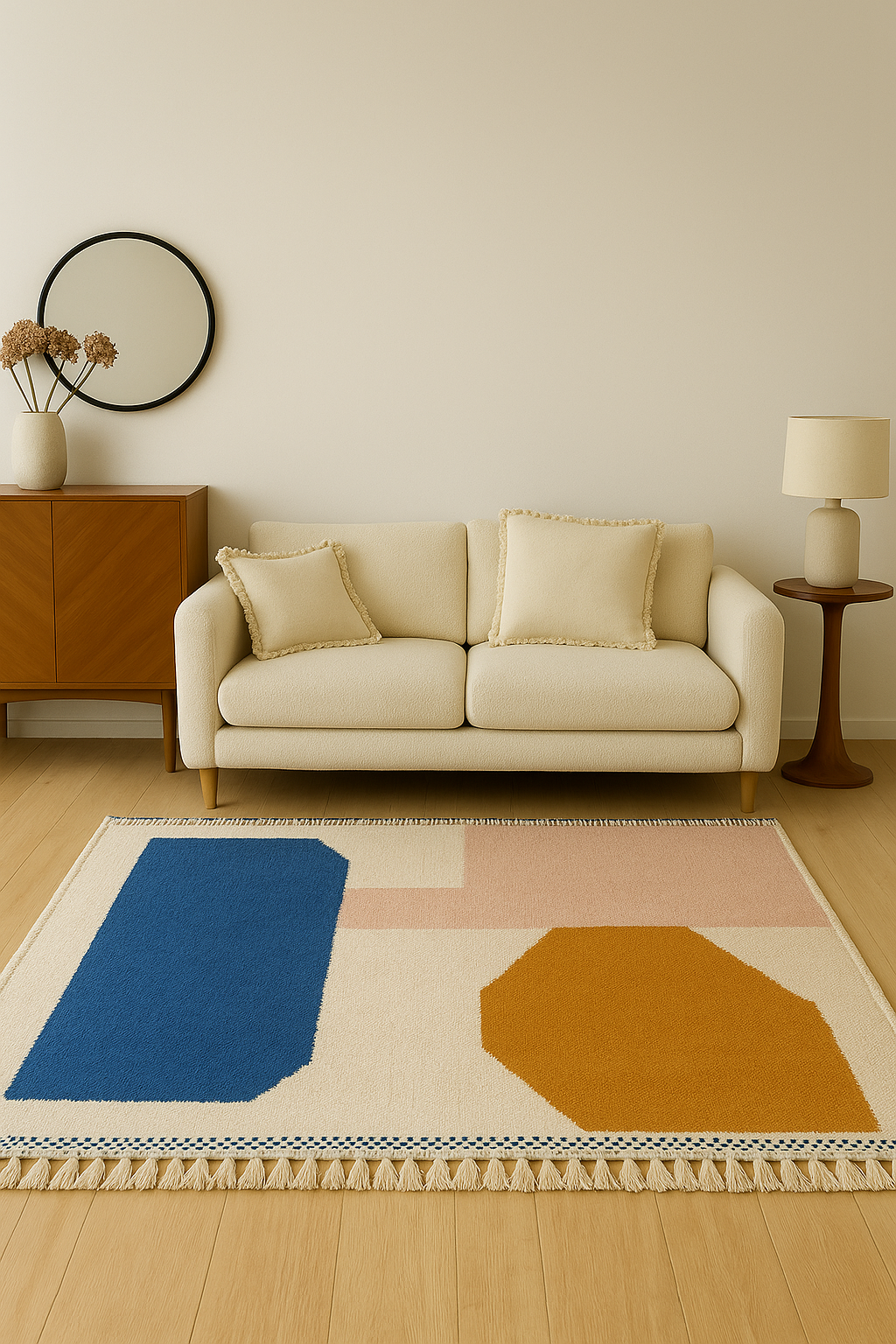 Blue Ember – (1.65m x 2.1m) Handwoven Boujaad Rug - 100% Natural Wool & Dyes