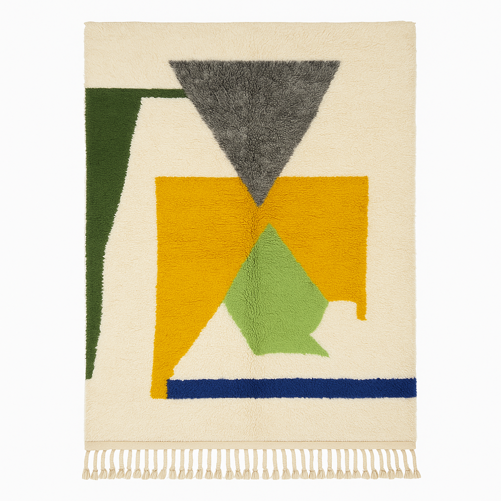 'Nomad Mirage' 2.5x1.5m Handwoven Beni Ourain Rug 100% Natural Wool & Dyes