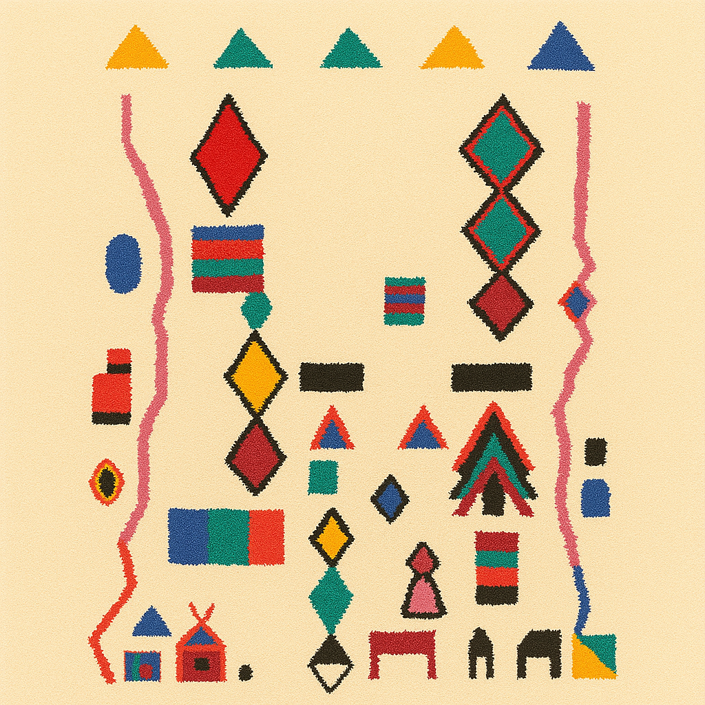 'Mountain Song' Handmade Beni Ourain Rug, 100% Natural wool, 100% Natural Dyes