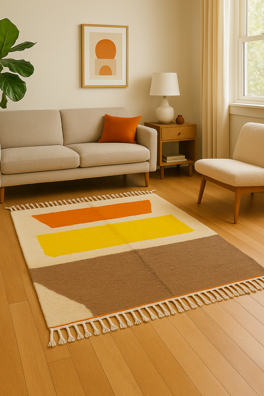 Modern Sunset Beni Ourain Rug – 2x3m | Moroccan Rug 100% Wool 100% Natural Dyes