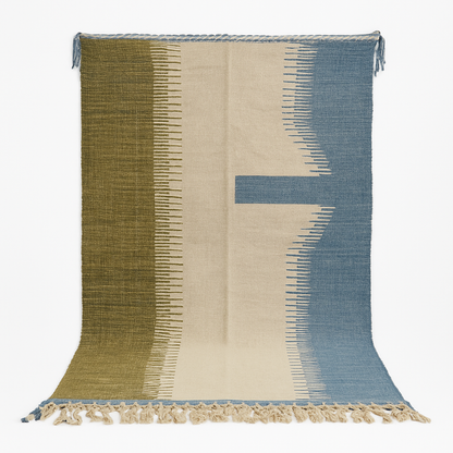 'Earth & Sky' Handwoven Beni Ourain Kilim, 100% Natural Wool & Dyes