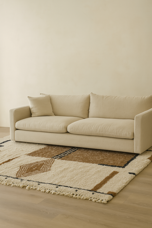 'Atlas Sun'  2x3 Metre Handwoven Beni Ourain Rug, 100% Natural Wool & Dyes
