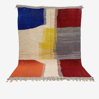 'Desert Geometry' 2x3m Handwoven Beni Ourain Kilim Rug, 100% Wool and Natural dyes