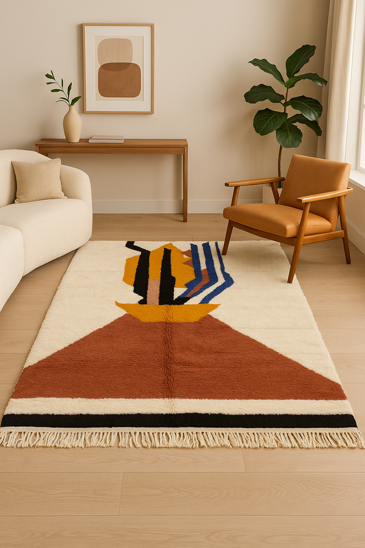 'Kasbah Flame' 1.7m x 2.5m Handwoven Boujaad Rug - 100% Natural Wool & Dyes