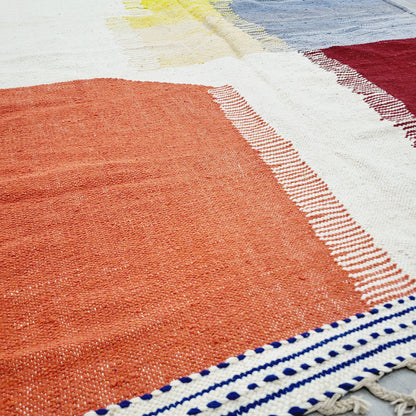 'Desert Geometry' 2x3m Handwoven Beni Ourain Kilim Rug, 100% Wool and Natural dyes