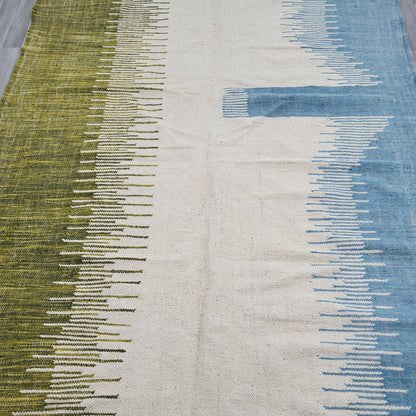 'Earth & Sky' Handwoven Beni Ourain Kilim, 100% Natural Wool & Dyes