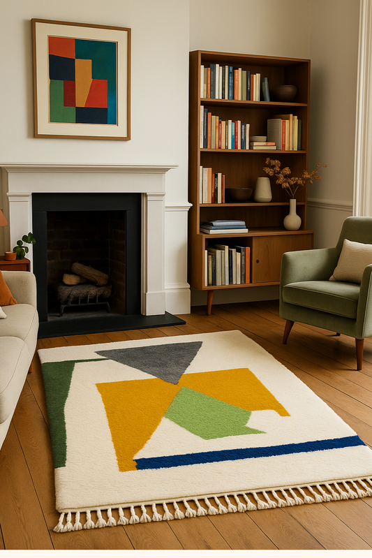 'Nomad Mirage' 2.5x1.5m Handwoven Beni Ourain Rug 100% Natural Wool & Dyes