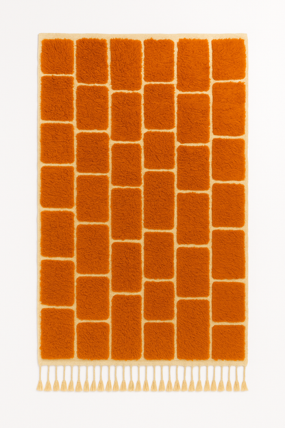 'Citrus Steps' – 2.5m x 1.5m Handwoven Beni Ourain Rug - 100% Natural Wool and Dyes